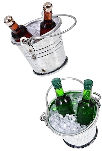 ifundom 2sätze Puppenhauszubehör Mit Puppenhaus-Bierflaschen Puppenhaus-eiswürfel Und Puppenhaus-Eimer Mini-Bierflaschen Puppenhaus-bar-Dekorationen Und Puppenhaus-Dekorationen