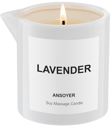 ANSOYER Massagekerze, feuchtigkeitsspendend und nahrhaft für Home SPA,230g (Lavendel)