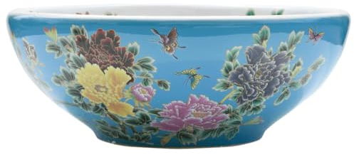 vidaXL Lavabo sobre Encimera Redondo, Lavamanos de Tocador, Lavabo de Fregadero, Lavamanos sobre Encimera para Baño Aseo, Cerámica Multicolor