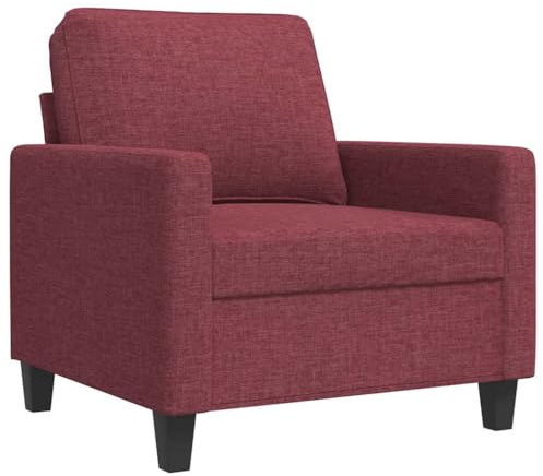 vidaXL Sessel, Sofa Relaxsessel mit gepolstertem Sitz Armlehnen, Fernsehsessel Loungesessel Metallgestell, Polstersessel Ruhesessel für Wohnzimmer, Weinrot Stoff