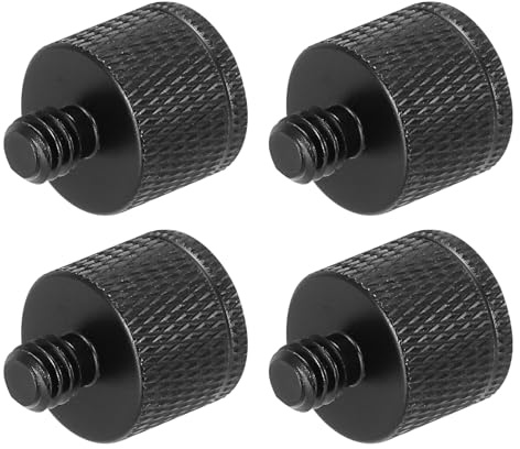 sourcing map Mikrofonständer-Adapter, 3/8-Zoll-Buchse auf M6-Außengewinde, Schraubenadapter, Aluminiumlegierung, für Mikrofonstativ, Stativ, Schwarz, 4 Stück
