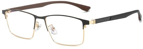 Cyxus Blaulichtfilter Brille Herren Damen Kohlefaser Metall Rahmen mit Ohne Stärke Computer Schutzbrille Bildschirmbrille Gaming Brille （8146T62 Schwarz&Gold）