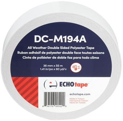 ECHOtape DC-M194A | Double-Sided Polyester Tape | Clear Thin Tape | All Weather/Cold Weather Tape | Insulation Mounting Tape | Contractor Tape | Superior Holding Power | 1.41 in x 60 yd