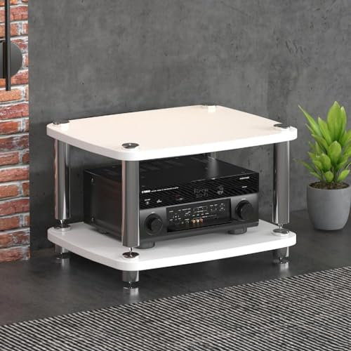 GJVBGA 1/2/3/4-lagiger HiFi-Audio-Schrank, Streaming-Geräte, Schrank, Audio-Rack mit stoßdämpfenden Füßen, Audio-Video-Komponenten (Größe: 60 x 48 x 38 cm, 2 Ebenen), Farbe: Weiß