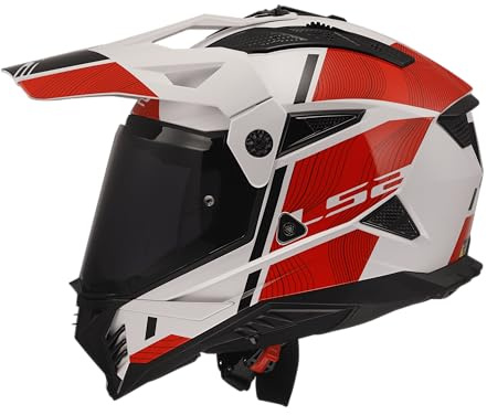 LS2, Motocrosshelme Pioneer II Hill Gloss White Red, L