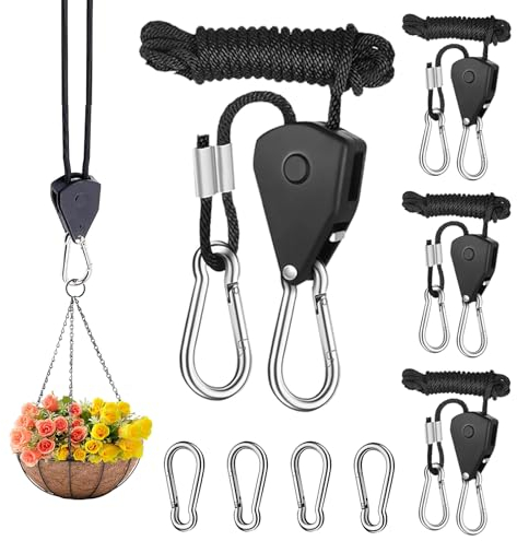 YSOOUA 4 STK Ratchet Hanger Verstellbarer Seilaufhänger 2M 1/8 Zoll Ratschenseil Seilzugratsche Ratschenhaken Einstellbare Seil Seilhaken Ratsche Seilratsche