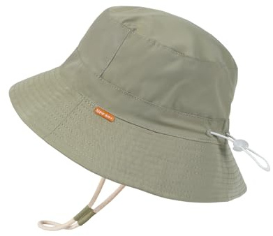 Creekstone Baby-Sonnenhut für Jungen Mädchen Kleinkind, Fischerhut Bucket Hat für Kinder, UPF 50+ Sonnenschutz, Breite Krempe Baby Sommerhüte 0–24M (DE/NL/SE/PL, Alter, 6 Monate, 24 Monate, Armeegrün)