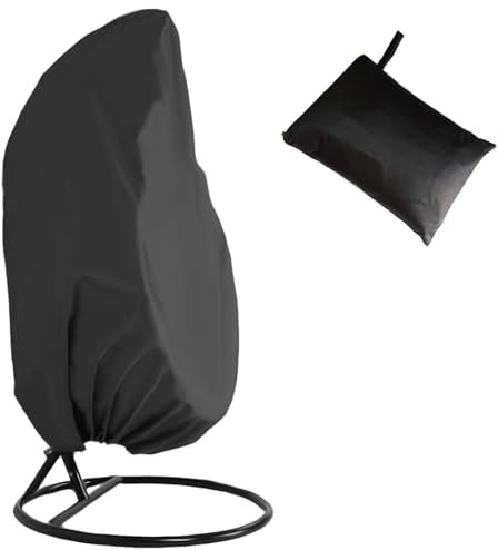 GelldG Housse de Chaise Suspendue, Housse de Protection pour Chaises de Jardin Imperméable Anti-déchirure et Anti-UV Antipoussière pour œufs Chaise Mobilier Extérieur, Noir 115 x 190 cm