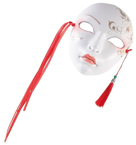 Cabilock Masque De Fête Décoratif Femme Visage Complet En Plastique, Taille Adulte, Peinture Chinoise Traditionnelle, Accessoire Cosplay Pour Soirée Et Festival, Masque De Rôle Floral Unique