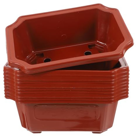 Yardwe Plastic Bonsai Pot 16 X 12 Cm Rectangle Bonsai Planter Pots with Tray for Succulents Cactus Indoor Gardening Training Containers for Home Office Garden
