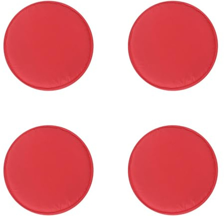 4er-Set Tragbar Rund Sitzkissen 30x30x2cm, Memory-Schaum mit Riemen rutschfest Gemütlich Abnehmbar Waschbar Perlbaumwolle Stuhlkissen für Wohnzimmer, Küche, Konferenzraum, Garten, 2er Set Rot