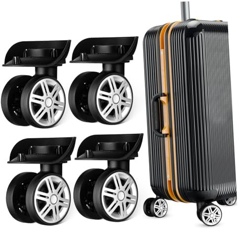 KOMBIUDA 4 Stück Kofferräder Doppelrollen Abs Ersatzrollen Für Koffer Und Trolleys Geräuscharm Reisefreundlich