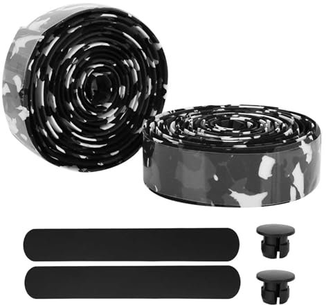 equlup Handlebar Tape, EVA Anti Skid Mountain Bikes Handlebar Tapes Cycling Handle Bar Wrap Accessory for Mountain Road Bikes (Black and White Camouflage)