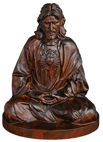 KESOTO Jesus Statue Aus Holz, Religiöse Figur für Die Innendekoration, Skulptur für Tisch Und Regal, Dunkelbraun 15 cm