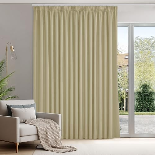 Deconovo Tende Oscuranti per Interni con Fettuccia, 1 Pannello, 300x220 cm | Termiche Isolanti, 3 Modi di Montaggio, Moderne ed Elegante, per Camera e Soggiorno, Certificato OEKO-TEX, Beige Scuro