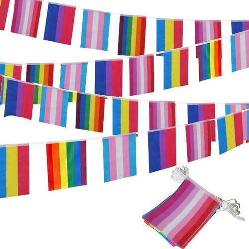 ACTOYS Bandera Arcoiris LGBT Flag, 10M Orgullo Gay Colores Vivos, Bandera Gay Resistentes la Intemperie para Desfiles del Día del Orgullo, Jardines, Exterior, Decoraciones de Fiestas