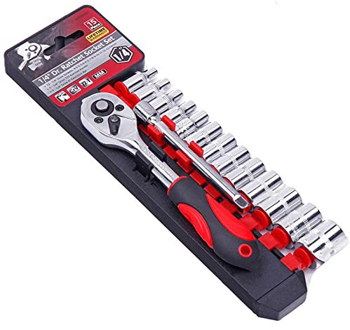 XFUYI Juego de 15 Dados métricos de 1/4 Mango de Llave de 4 a 14 mm, 13 Dados y extensión para Acero