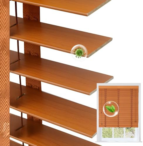 Lamelle da 5 cm Tende Veneziane In Legno da Interno, Misura Personalizzabile 25 Cm–160 Cm L X 60 Cm–280 Cm A, Veneziana Orizzontali, Persiane Oscurante, Tende Privacy Facili da Montare(Walnut)
