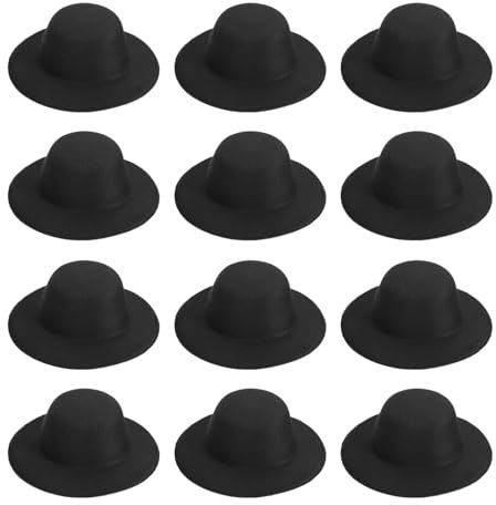 PATIKIL 4 Inch Mini Cappello Eleganti, 12 Pezzi Mini Cappelloni Per Bambole Mini Top Hat Per Artigianato Accessori Per Capelli Decorare Bambole Pupazzo Di Neve, Nero