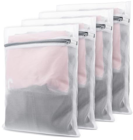 Bewudy 4 pezzi rete per la biancheria per lavatrice, sacco per la biancheria, 30 x 40 cm, sacchetto per la biancheria, con chiusura lampo, per reggiseno, calze da viaggio, camicie