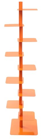 Eapmic Rotating Spine Bookshelf, 9 Tier Vertical Spine Book Tower, Metal Bookcase Organizer, Freestanding Book Shelf Storage Rack, Modern Tall Narrow Bookcase for Living Room Bedroom Office (Orange)