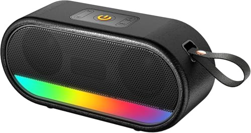 Bluetooth Speaker, Bluetooth 5.3 Portable Music Box, Bass Drivers, LED Breath Light, Hands-Free Function for Phone, Dustproof and IPX6 Waterproof, 10h Battery, Suitable for Outdoor/Party/Travel