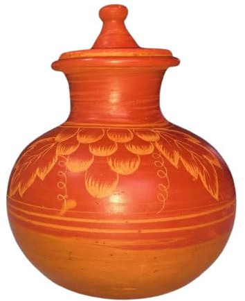 100% Handmade 3L Clay Water Pitcher with Lid for Best Party Item. Eco-Friendly Home/Hotel Kitchen Table Decor Natural Cool Save Storage Dispenser