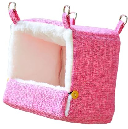 Milageto Nido cálido de Invierno para pájaros con Calefactor, Accesorios para Jaula, cobertizo con Calefactor de Invierno, Hamaca Colgante para periquitos, Rosa