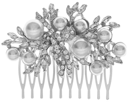 Hemobllo Peineta de Gemas de Imitación y Perlas para Boda en Aleación de Zinc y Abs, Fácil de Poner y Elegante para Novia y Damas de Corte