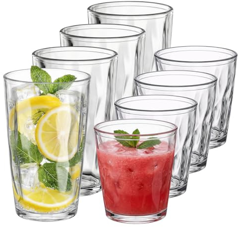Otopone 8 Pack Plastic Tumblers, Reusable, 510ml & 310ml | Easy to Clean, For Water, Juice, Smoothies, Parties, Picnics and Everyday Use
