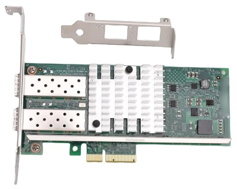 Bewinner Carte Réseau Ethernet PCI-E 10 Gbit/s, Double Interface SFP+, Prise en Charge de la Puce 82599 pour PC, Ports Optiques Haute Vitesse avec 2 Modules Fibre