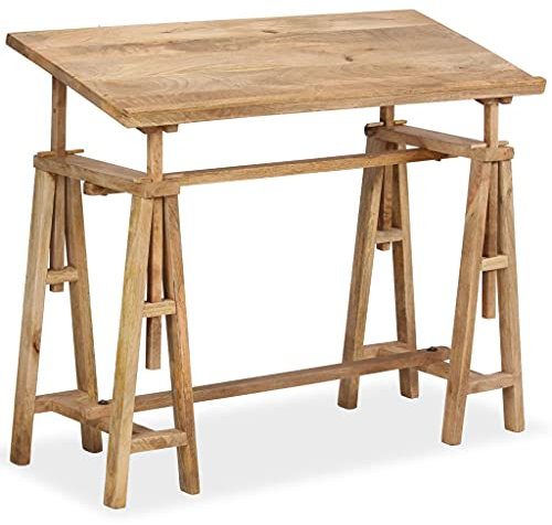vidaXL Legno Massello di Mango Tavolo da Disegno Tecnico Inclinabile Scrivania
