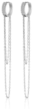 SLUYNZ 925 Sterling Silber CZ Creolen Ohrringe Kette für Damen Creolen Ohrringe Huggie Lange Ohrringe Ohrhänger