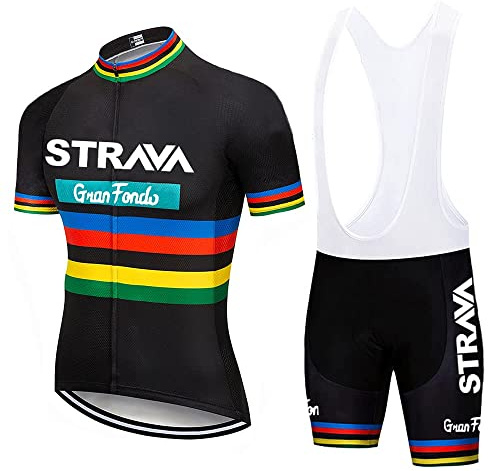 Herren Radtrikot Set 12D Gel Gepolstert Rennrad Fahrrad Shirt + Trägerhose mit MTB Bike Reitbekleidung Kit Schnell Trocken