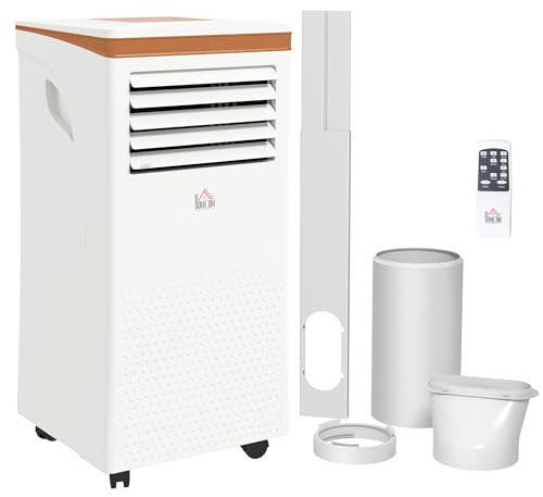 HOMCOM Portable Air Conditioner 10000 BTU, 4-in-1 Mobile Air Conditioning Unit with Cooling, Fan, Dehumidifier & Sleep Mode, LED Display, Remote Control, 24H Timer, Window Kit for Rooms up to 30㎡