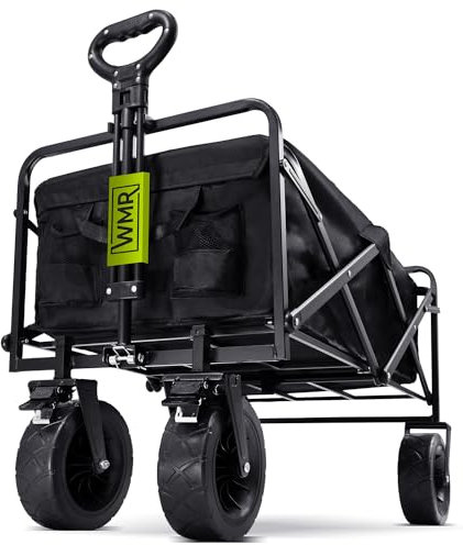 Heavy-Duty Collapsible Garden Wagon. Festival Trolley with Removable Fabric, Large Wheels, Folding Trolley for Festivals, Camping, Shopping & Picnics – 100kg Max Capacity, Black