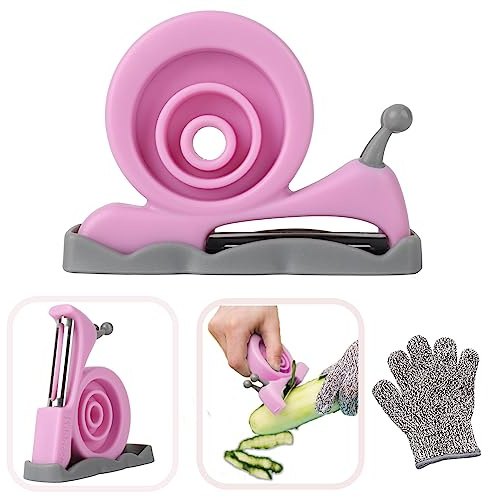 Kibbidea Vegetable Peeler, Kids Potato Fruit Peeler for Kitchen | Protective Cover, Cut-proof Glove, Kids Cooking Tools, Cute Kitchen Accessories