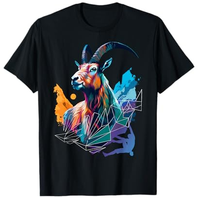 Steinbock Artwork Klettern Bouldern Berge Bergsteiger T-Shirt