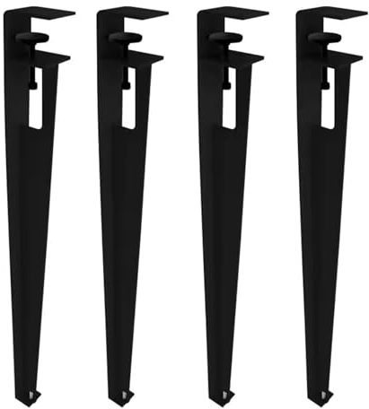 Generisch Metall-Tischbeine, DIY-Möbelbeine, F-förmige Schreibtisch-Klemmbeine, Couchtisch-Möbelkonsolenfüße mit verstellbaren Bodenschonern für runde oder quadratische Tische, kein Stanzen,