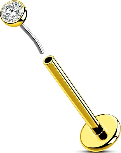 OUFER Body Piercing Threadless Helix Ohrringe 18G Titan Gold Labret Piercing Schmuck 5/6/8/10/12mm Lippe Helix Tragus Piercing Knorpel Stud Bar