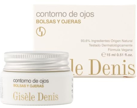 GISÈLE DENIS - Contorno de Ojos Bolsas y Ojeras 15 ml, Efecto Antiedad, Antiinflamatorio y Antioxidante, Aporta Hidratación, Ingredientes Naturales, Rutina Facial, Todo Tipo de Piel, Fórmula Vegana