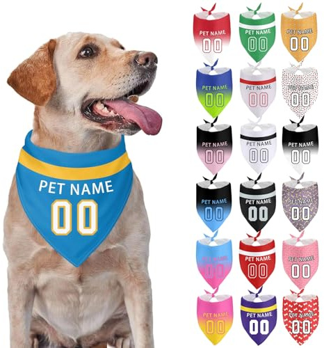 Benutzerdefinierte Hund Bandana mit Name Nummer, Personalisierte Hund Dreieck Schal, Sport Fan Haustier Bandana, Benutzerdefinierte Geschenke für Haustier (A-3)