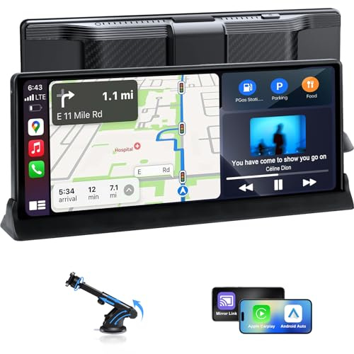 2025 Neuestes Carplay Android Auto Display mit Basishalterung, 10,26 Zoll Car Play Bildschirm mit OTA Upgrade GPS Navigation Bluetooth 5.0 Siri/G-oogle Sprachsteuerung Mirror Link AUX FM