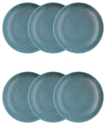 Bidasoa Set de 6 platos llanos Element Hydrozero de porcelana 25 cm | Azul, Porcelana, formato redondo, acabado decorado, 25 cm, 6 piezas, apilable, apto para microondas