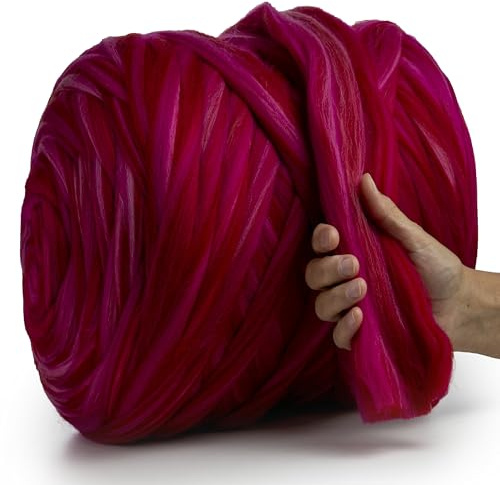 MeriWoolArt® XXL Merino Wolle Garn 100% Schurwolle (4-5cm Stärke), Extra Dicke Filzwolle für Trocken- & Nassfilzen, Armstricken, DIY Decke für Baby & Erwachsene – 100g