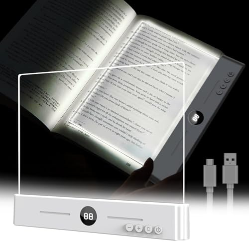 BlyeMichdi Luz Lectura, Panel de Lectura LED, Lámpara Lectura Libro, Luz para Leer Libros en la Cama, 3 Colores Regulable con Temporizador, Luces Planas Inteligentes para Leer Por Noche (Blanco)