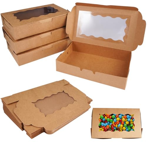24 Stück Kraftpapierboxen mit Klarem Fenster,Keksschachtel mit Sichtfenster