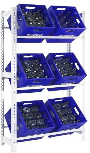 Simon Rack Scaffale per casse di bevande, Ripiano per 6 cassette, 1800x800x300 mm, Ripiano per casse di bevande in metallo, Weiss - Simonbottle