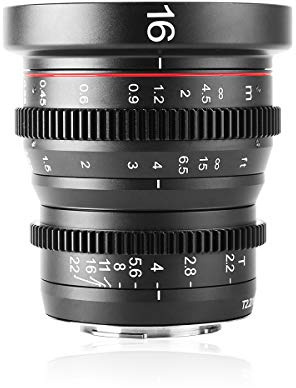 Meike 16mm T2.2 Manual Focus Wide Angle Fixed Prime Cinema Lens for M43 Micro Four Thirds MFT Mount Cameras and Cinema Camera BMPCC