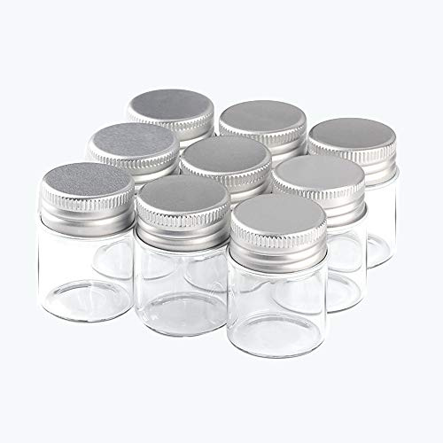 12pcs 15ml Botellas de Vidrio Transparente de Deseo con Tapa de Aluminio Plateado